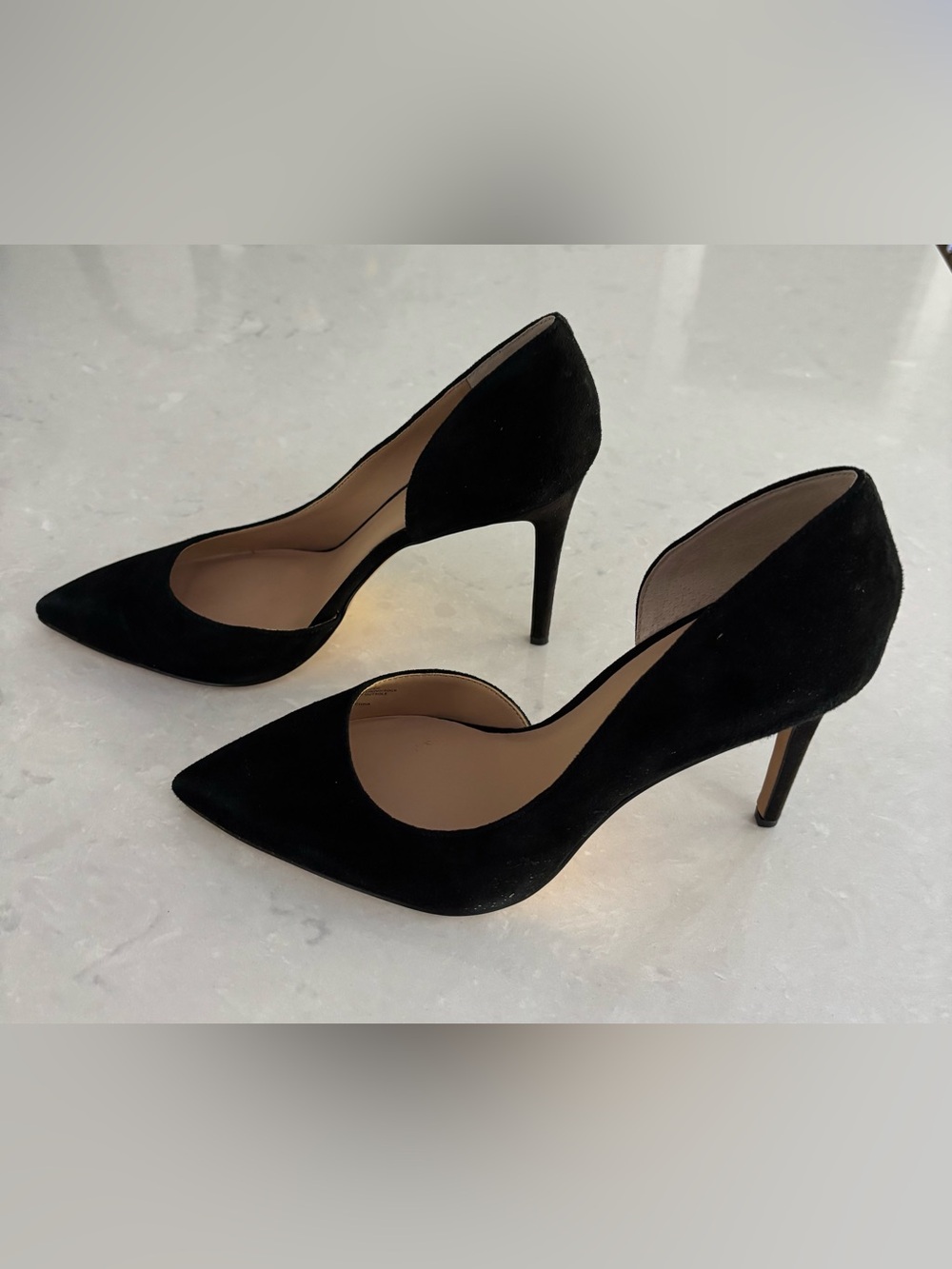 INC Kenjay Black Suede Heels Pumps Size 10W Wide